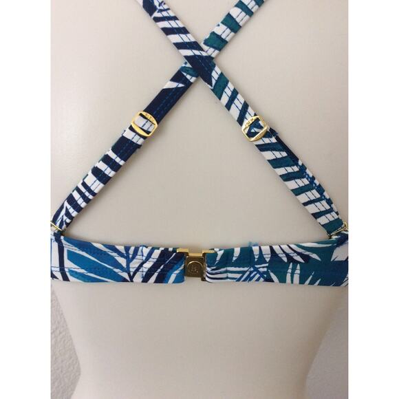 Bleu Rod Beattie Swim Bikini Top X Back Tropical Blue Swimwear - Picture 7 of 8